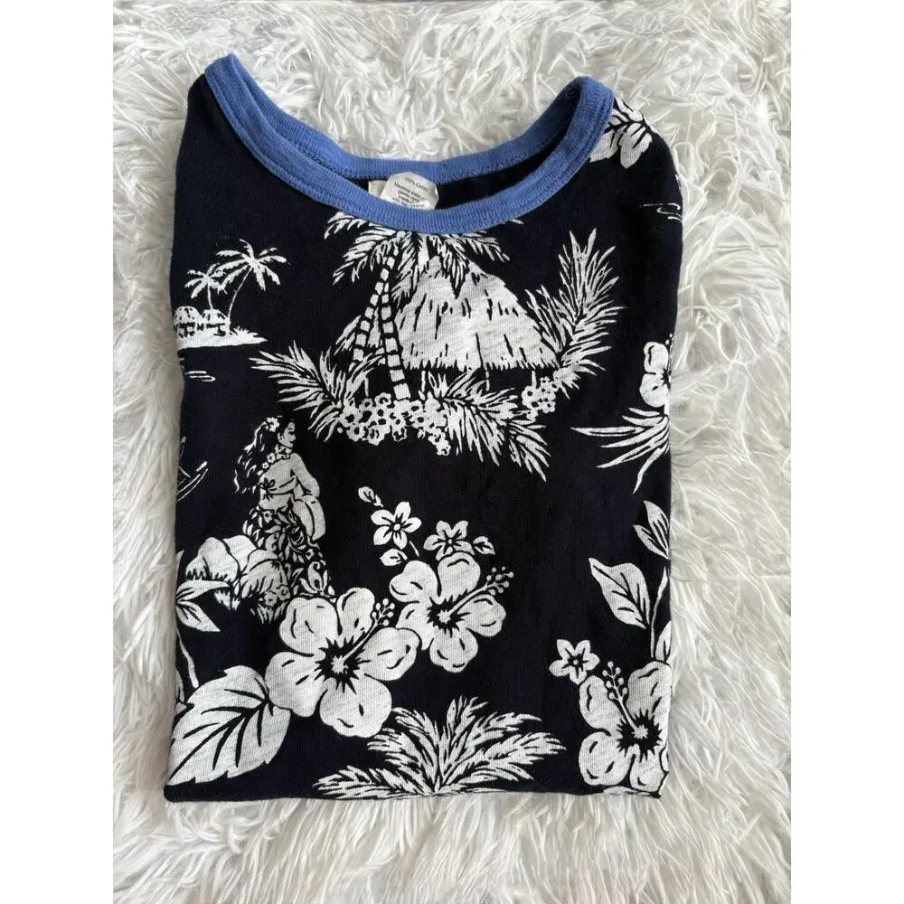 Crewcuts Girls 12 Navy Tropical Flower Design Tee. Grt. Shape. Runs Large